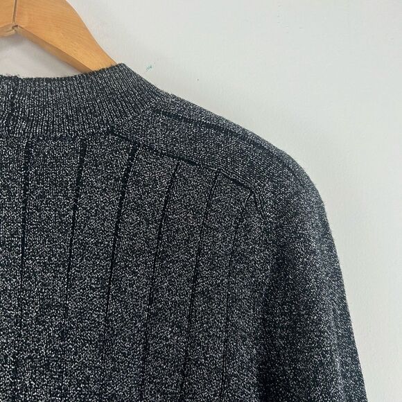Vintage Grey Sparkly Wool Blend V Neck Long Sweater - Picture 7 of 8